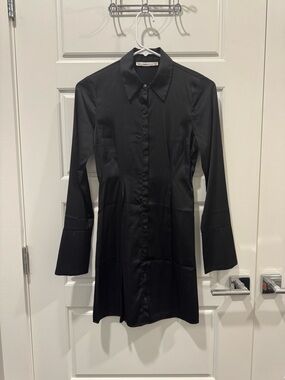 Black Button-Front Shirt Dress